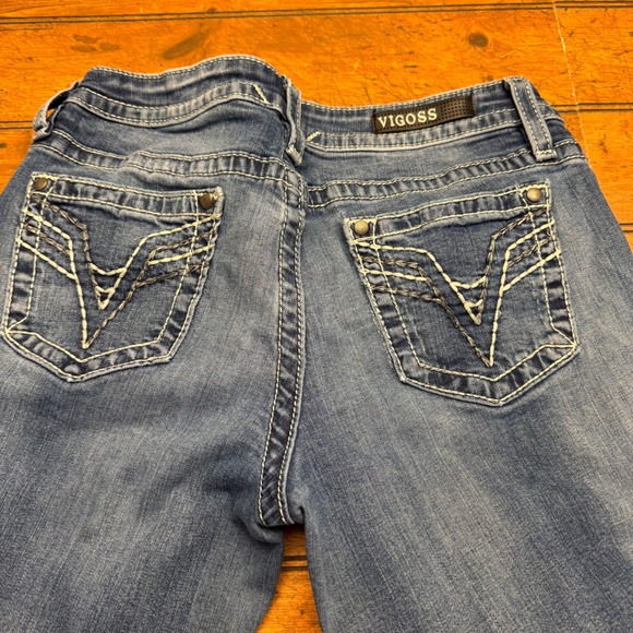 VIGOSS Women's Chelsea Slim Boot Jeans Medium Wash Embellished Pockets 7/8 - Picture 6 of 6
